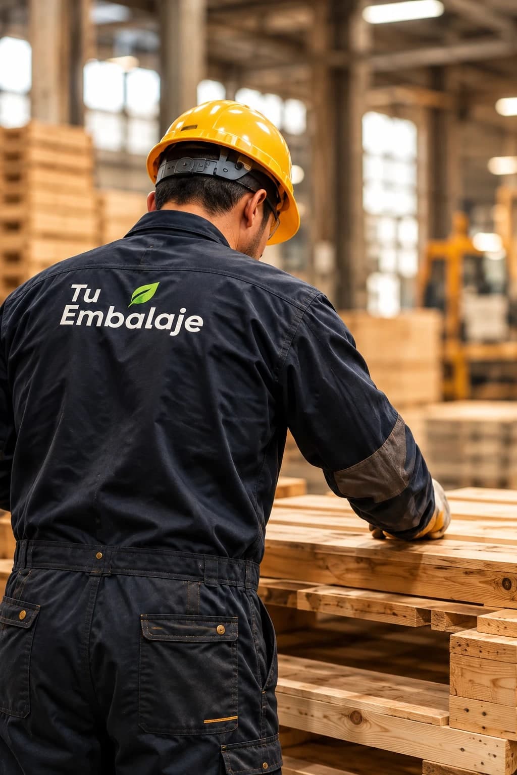 Operario de Tu Embalaje trabajando con estibas de madera